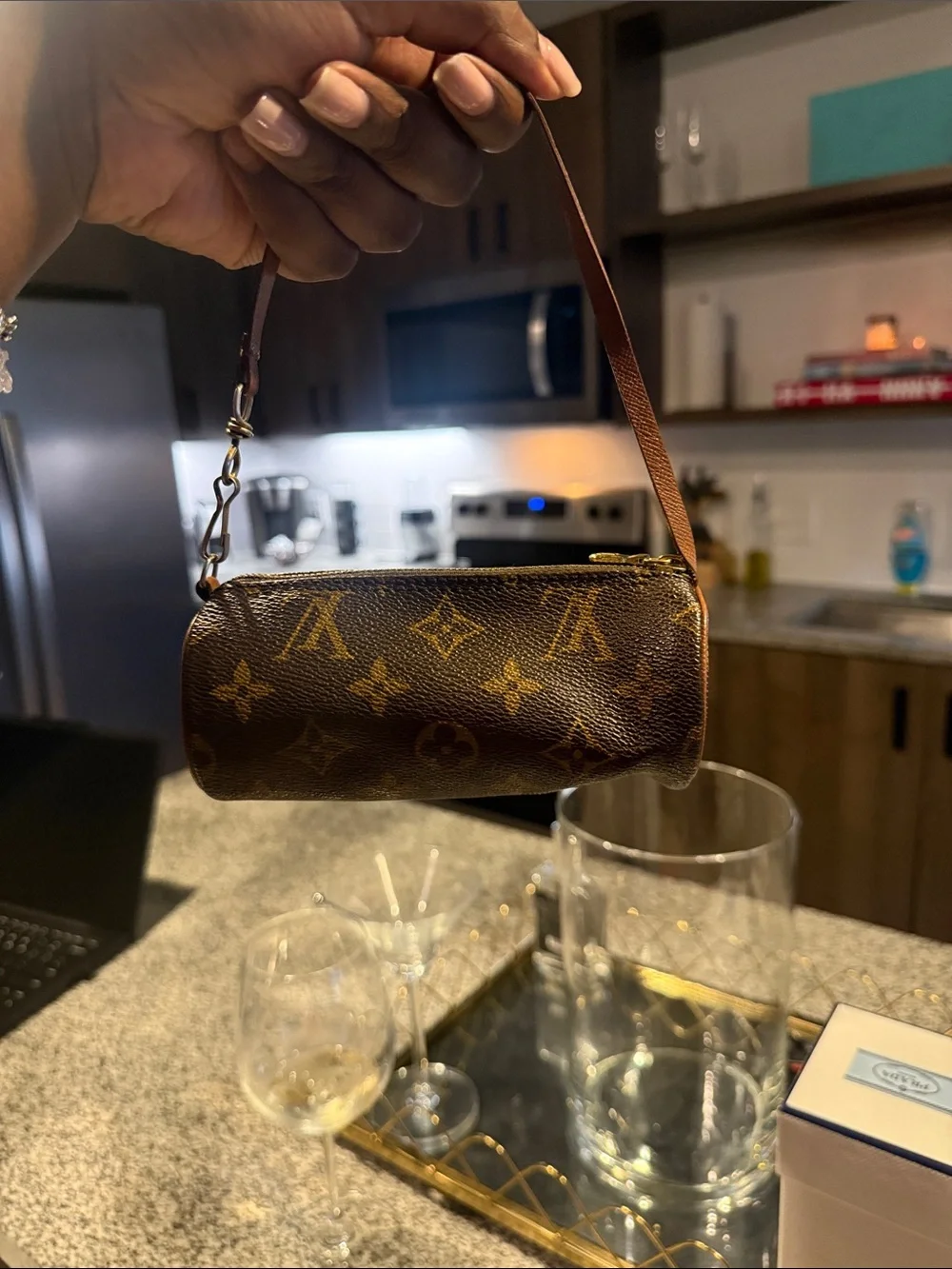 Louis Vuitton Brown Monogram Mini Wristlet Clutch
